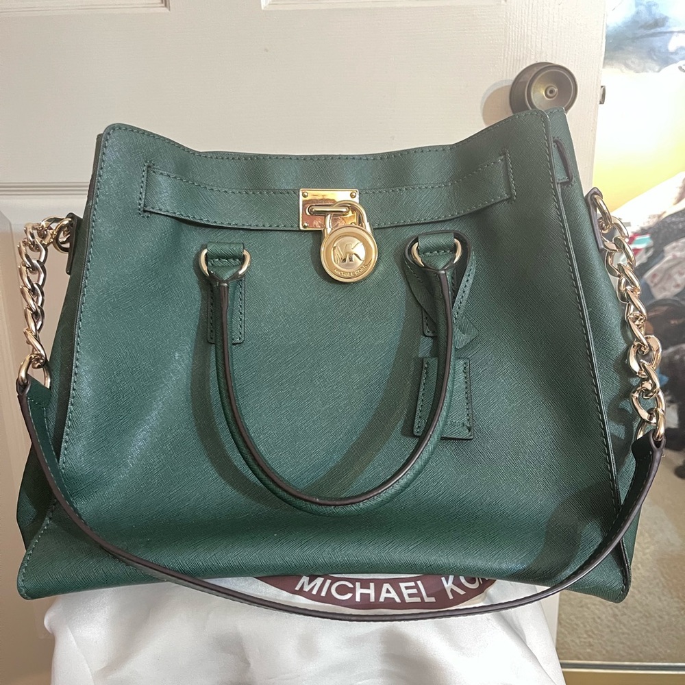 Michael Kors green structured shoulder bag